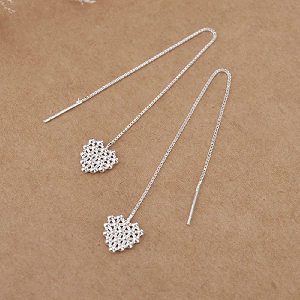 Женские Элегантные серьги с полыми сердечками длинные протяжки цепочкой подарок