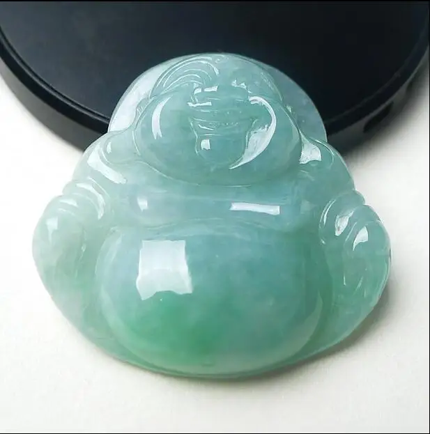 

free shipping noble jewelry Natural Myanmar Emerald Buddha pendant