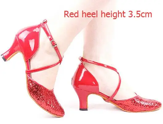 Red 1 Новинка, 5 цветов, расшитые блестками, синие, красные, черные, золотые, серебряные, женские туфли для бальных танцев, танго, сальсы, латинских танцев/дешевая обувь для сальсы с закрытым носком - Цвет: Red 1