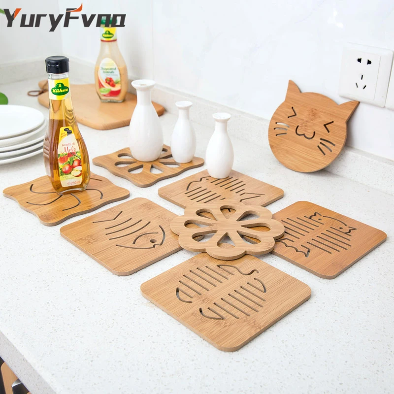 YuryFvna Bamboo Trivet кухонные бамбуковые горячие подушечки термостойкие для чайных