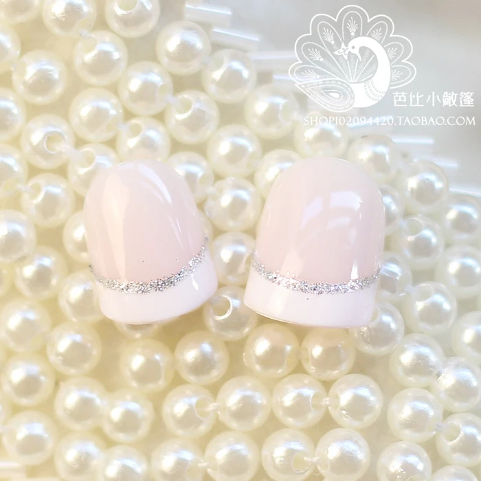 Французский обнаженная розовый цвет накладные ногти комплект с клеем японский