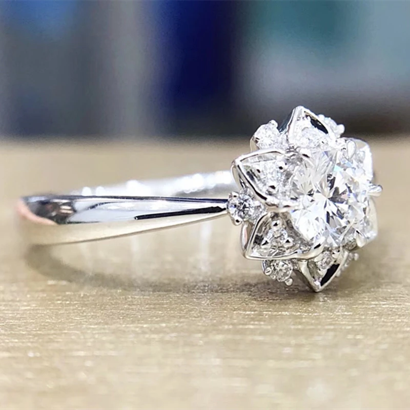 EDI GIA бриллиантовое обручальное кольцо Настоящее 14 к белое золото 0.3ct E/VS
