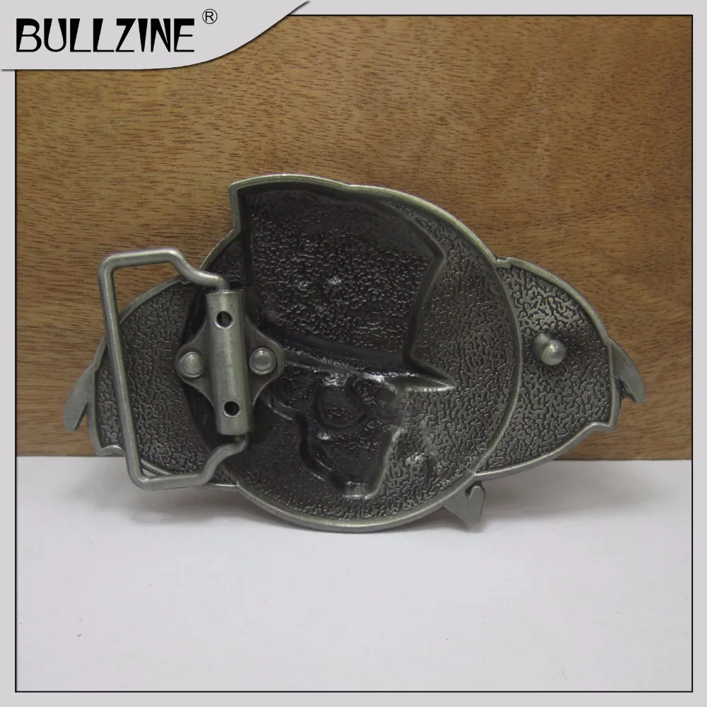 В Bullzine череп пряжки ремня с оловянной отделкой FP-03459 длительное хранение | Дом и