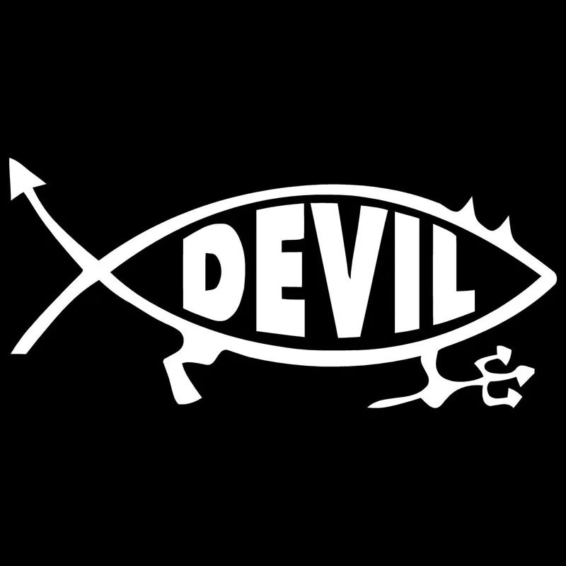 

15.5*7CM DEVIL Fish Car Sticker Decal Funny Reflective Decorative Motorcycle Stickers Black/Silver C1-0246