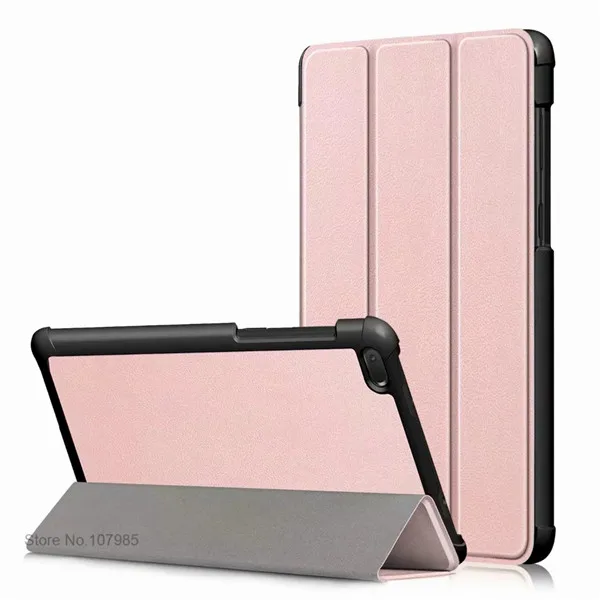 Rose gold Ультратонкий чехол-подставка из искусственной кожи для lenovo Tab E7 7104 TB-7104F 7104F 7 дюймов, умный чехол для планшета, противоударный флип-чехол+ пленка+ ручка - Цвет: Rose gold