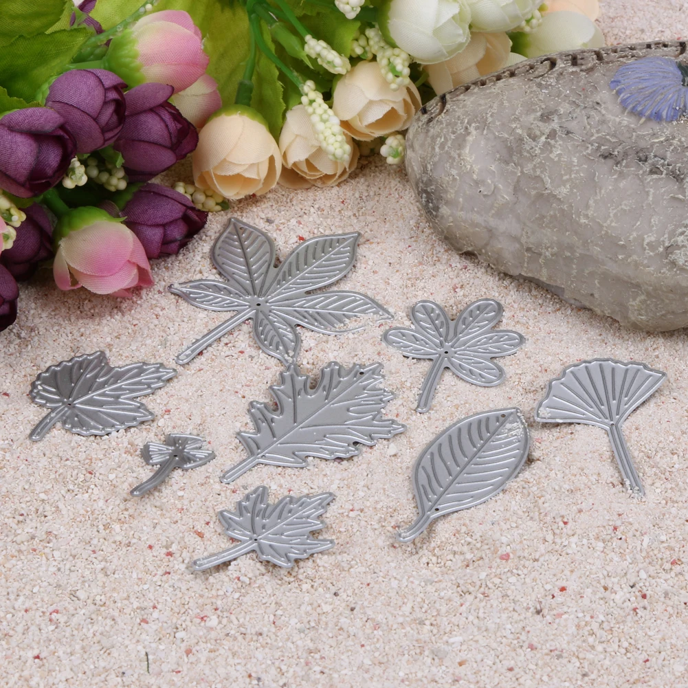 8Pcs Metal Leaves Cutting Dies Stencils For DIY Scrapbooking Photo Album Decorative Embossing Template Paper Card Craft | Дом и сад