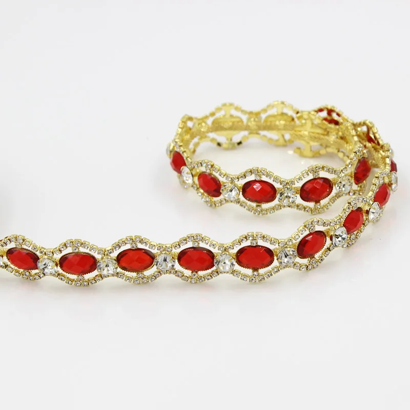 1 ярд Золотой горный хрусталь цепь с красным камнем сумки одежды обувь аксессуары