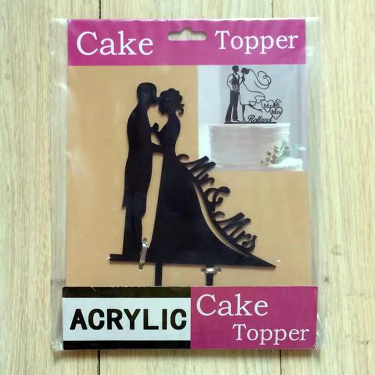 Акриловый черный Топпер для свадебного торта невесты и жениха kiss Mr & Mrs/Свадебная
