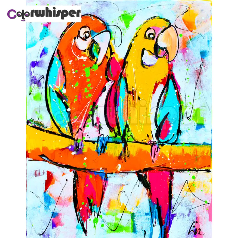 Алмазная живопись полноразмерная/круглая картина с рисунком попугая акварель