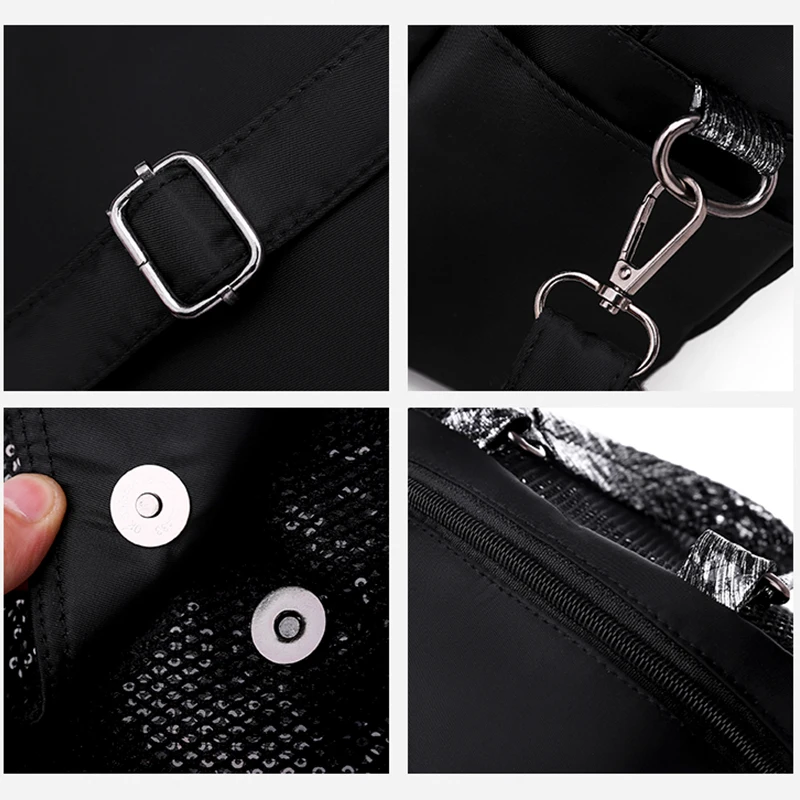

JIEROTYX 2020 New Fashion Shiny Female Backpack College Black Multi-function Backpack Women Shoulder Bag Pu Belt Zipper Travel