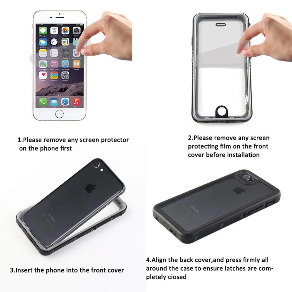Для iPhone6/6s Водонепроницаемый чехол водо-и Шок Грязь непромокаемое защита для iPhone7 8 может служить в качестве за счет сканера отпечатков пальцев чехол, прозрачный чехол