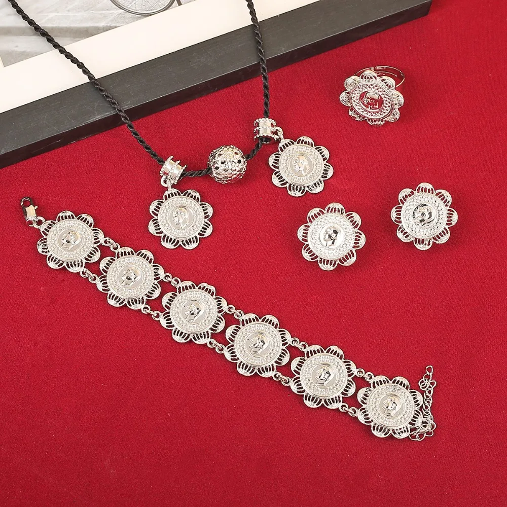 Женский ювелирный набор из эфиопских монет золотого цвета 22 к комплекты