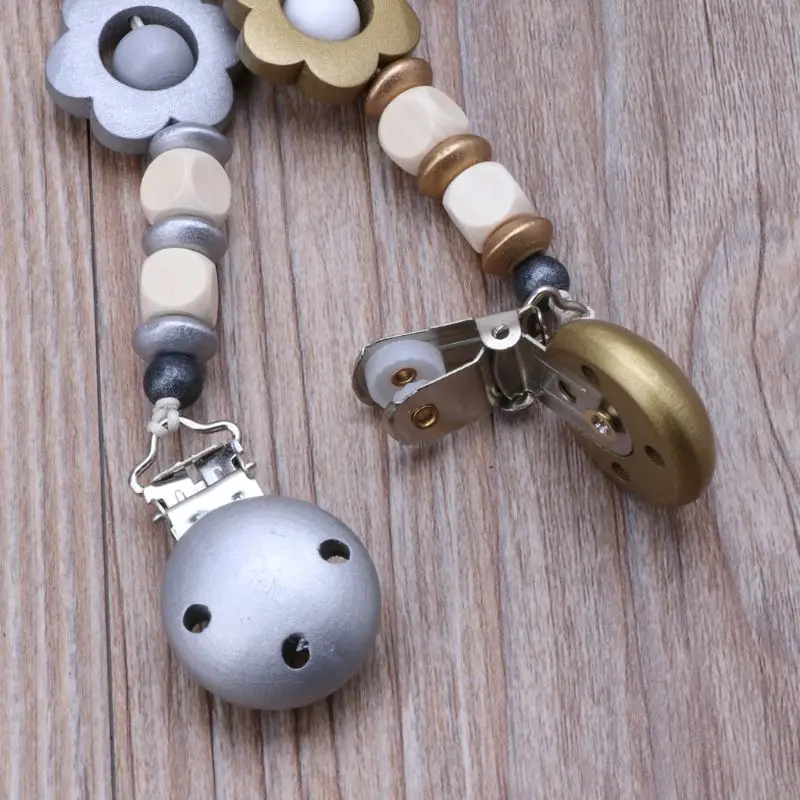 Мультяшная деревянная цепочка для соски держатель пустышка зажим цепь младенца