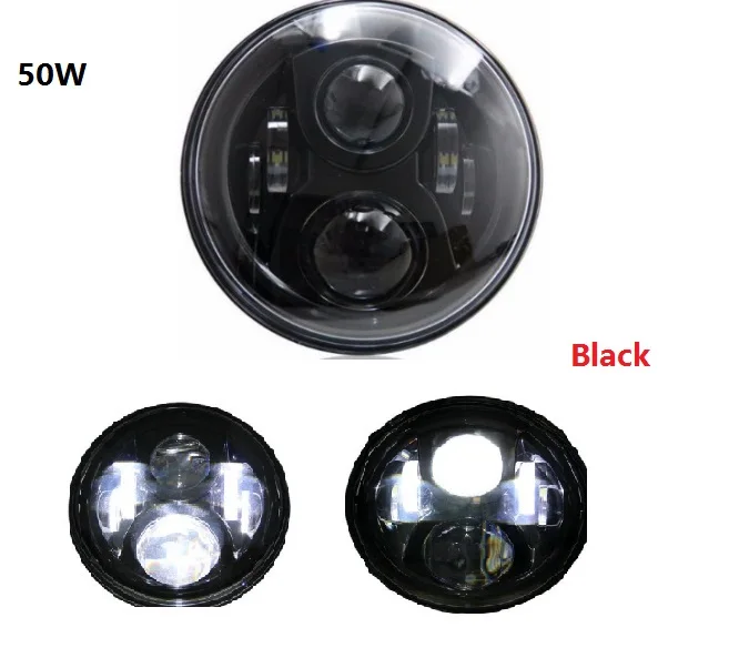 1pcs 50W black 1X7 дюймов светодиодный головной светильник H4 Hi/Low Beam DRL налобный фонарь с поворотником halo светильник для jeep JK Niva VAZ внедорожный Lada 4x4 мотоцикл - Цвет: 1pcs 50W black