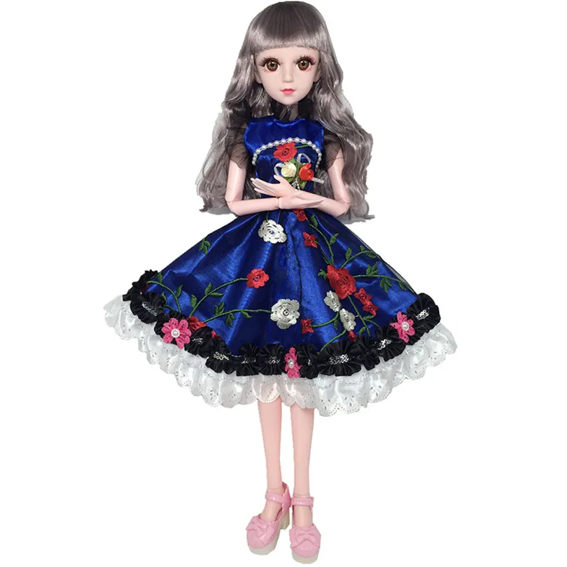 1/3 60 см BJD куклы с одеждой платье принцессы платье 21 подвижные шарнирные куклы игрушки Аксессуары для кукольная юбка Игрушки для девочек - Цвет: Темно-синий