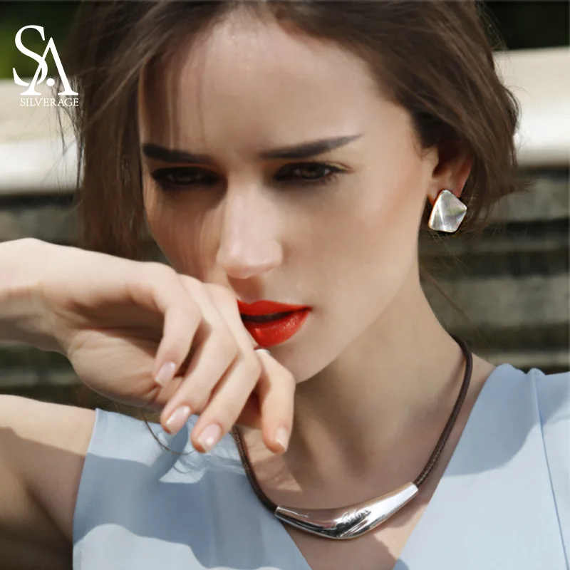 SA SILVERAGE, 925 пробы, серебряные серьги, геометрические, вечерние, серьги-гвоздики, хорошее ювелирное изделие для женщин, хорошее ювелирное изделие, 8,85 г/25 мм* 20 мм