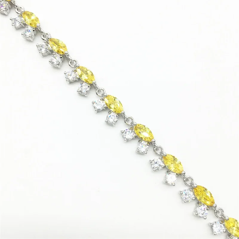 Zircon Bracelet Unique Design Trendy white Plated Luxury Yellow AAA Cubic Zirconia Jewelry Chain Bracelets Wholesale | Украшения и