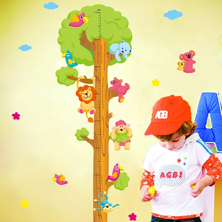

Kids Child Height Chart Measure Tape Wall Stickers Natural Animal Tree Vinyl Wallpaper House Decorative Decals Removeable