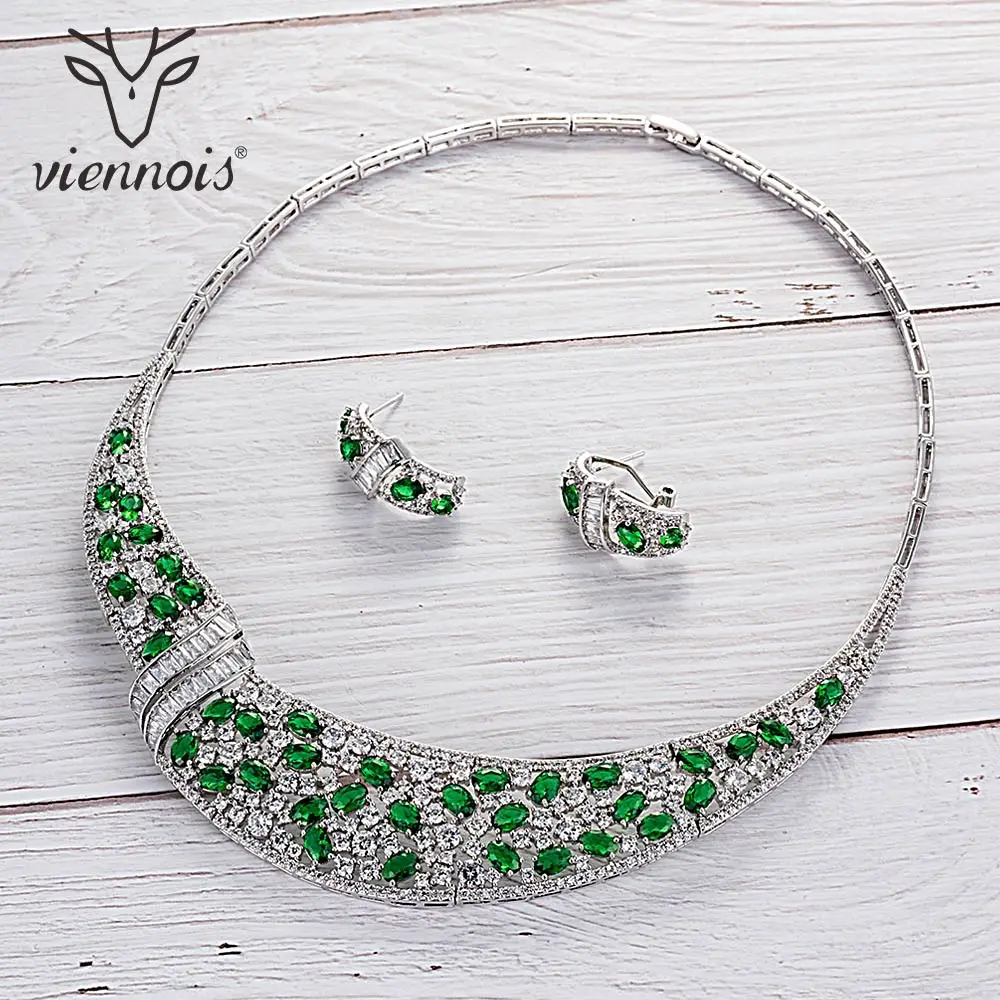 Viennois зеленый/Буле/многоцветный/красный цвет ожерелье набор для женщин серьги с