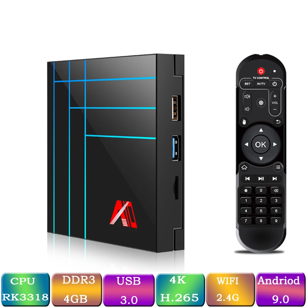 A10 Android ТВ коробка RK3318 Quad Core чип 4 Гб 64 Televisor приставка 9 0 бокс 4K со сверхвысоким