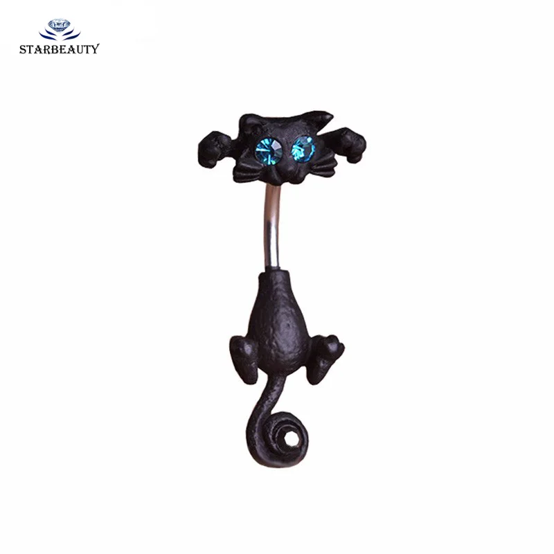 Кольцо для пупка в виде кошки высокого качества 316L|body jewelry|cat navel ringbelly button rings |