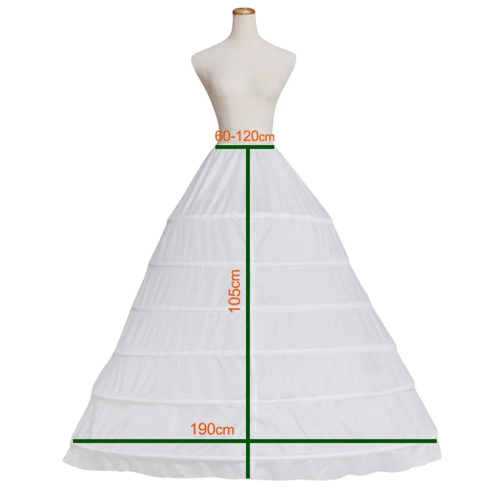 

Ball Gown Crinoline Panniers Bride Wedding Dress White 6 Hoops 65-120cm/ 25.5''-47.2'' Big Large Size Petticoat Slip Undetskirt