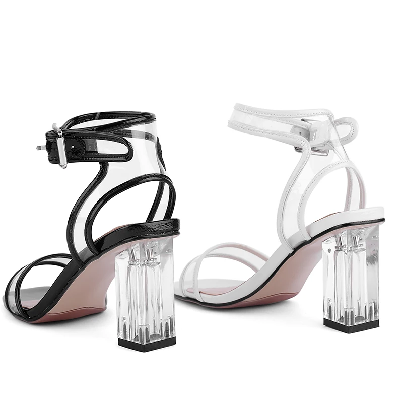 Женские Прозрачные Сандалии WETKISS Летние кожаные сандалии на каблуке с ремешком