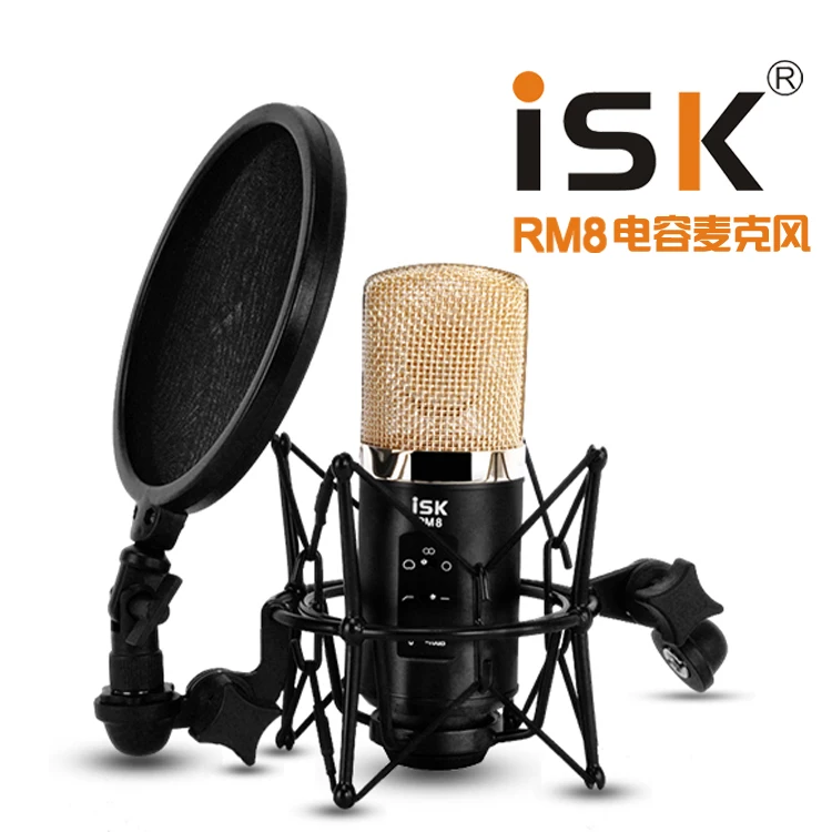 ISK RM-8 профессиональный конденсаторный микрофон Система амортизатор+ Поп фильтр микрофон для Boardcasting и записи с Чехол посылка