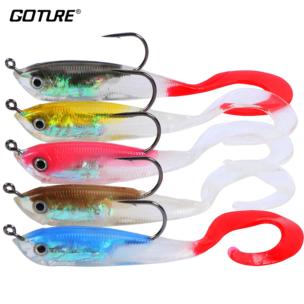 

Goture 5 piece Fishing Lure Soft Artificial Bait Lead Fish Wobblers for Saltwater and Freshwater Fishing 10CM 14.7G