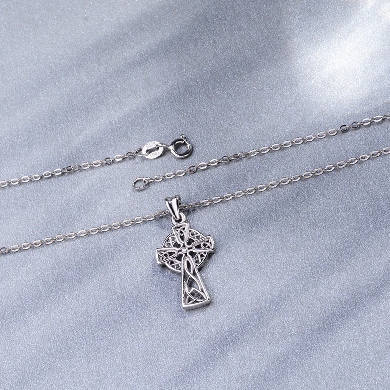 Angel Caller 925 Sterling Silver Celtics Cross Pendant Necklace for Women Girls Vintage Fine Jewelry 2018 New Collection CYD240 | Украшения