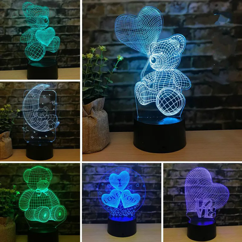 3d ночник медведь Led Usb лампа стерео креативный подарок на день рождения для друзей