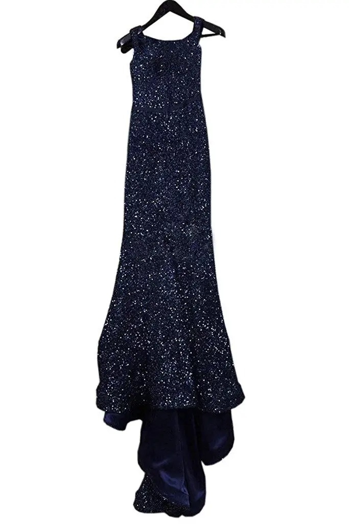 Solovedress ткань Кепки одежда в морском стиле с длинными рукавами с пайетками вечернее платье, с вырезом лодочкой, блестящие вечерние платья vestido de fiesta SLD-SLP9009