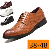 brand business men shoes big size 38 48 formal dress shoes man pointed oxford pu leather flats casual shoes men office footwear