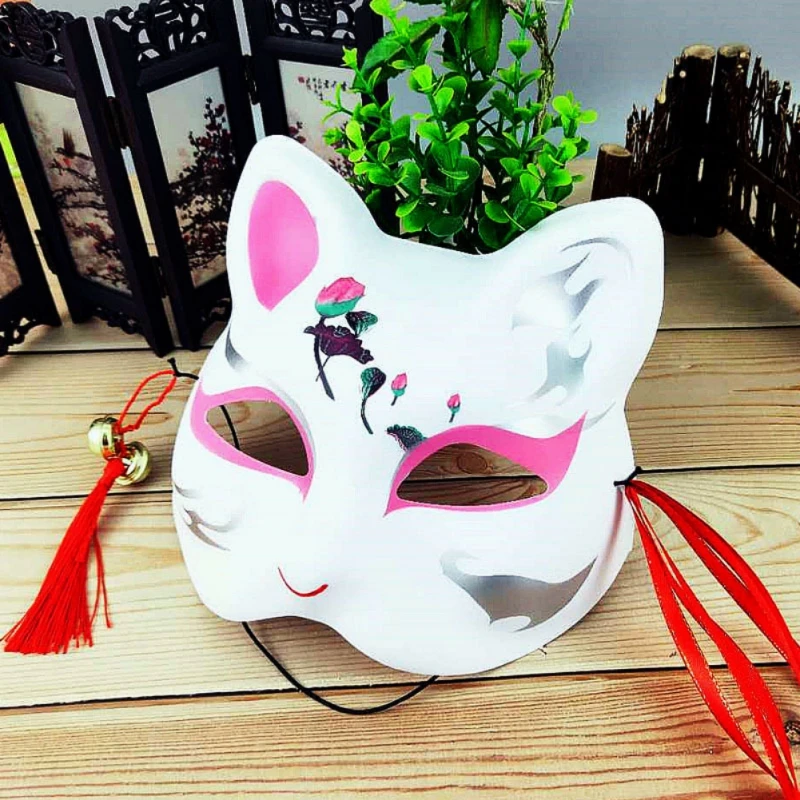 ПВХ маска лисы японский демон Kitsune Хэллоуин косплей на все лицо ручная роспись