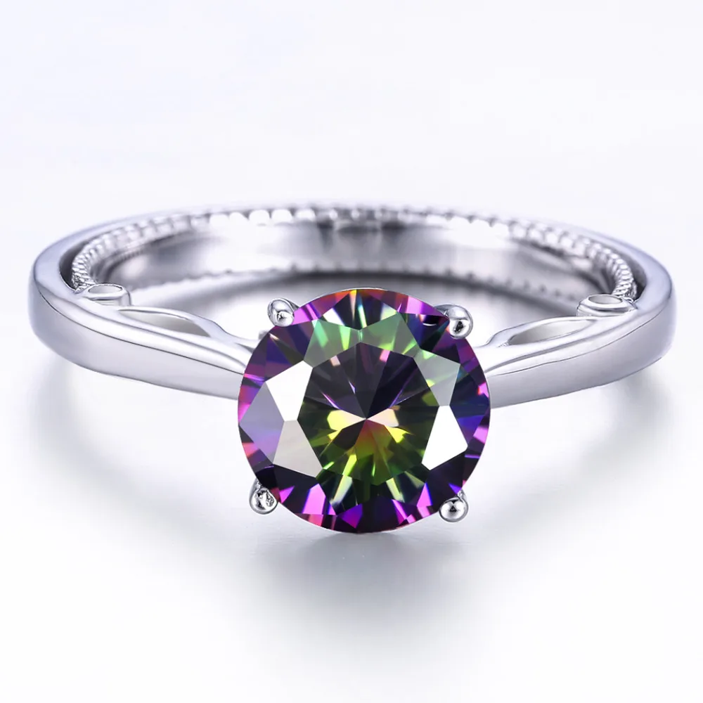 Женское кольцо из серебра 2017 пробы с радужным и белым топазом|ring fashion|ring sizering size 6 |
