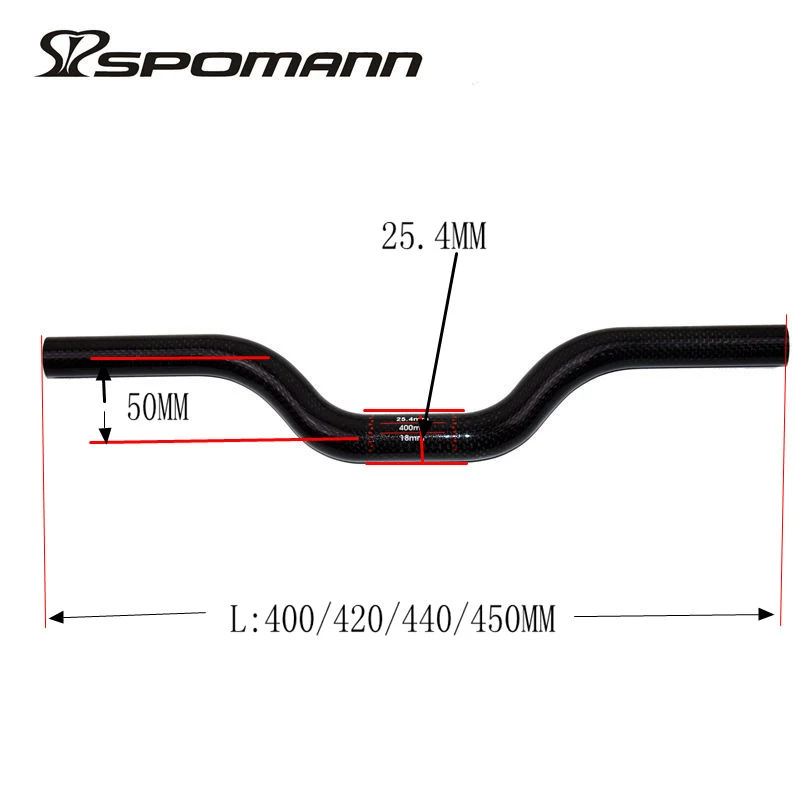 Spomann 25,4 мм велосипеды для детей небольшой ультралегкий руль 3 K углеродного волокна баланс велосипед Ручка плоский/подъем бег Рули велосипеда
