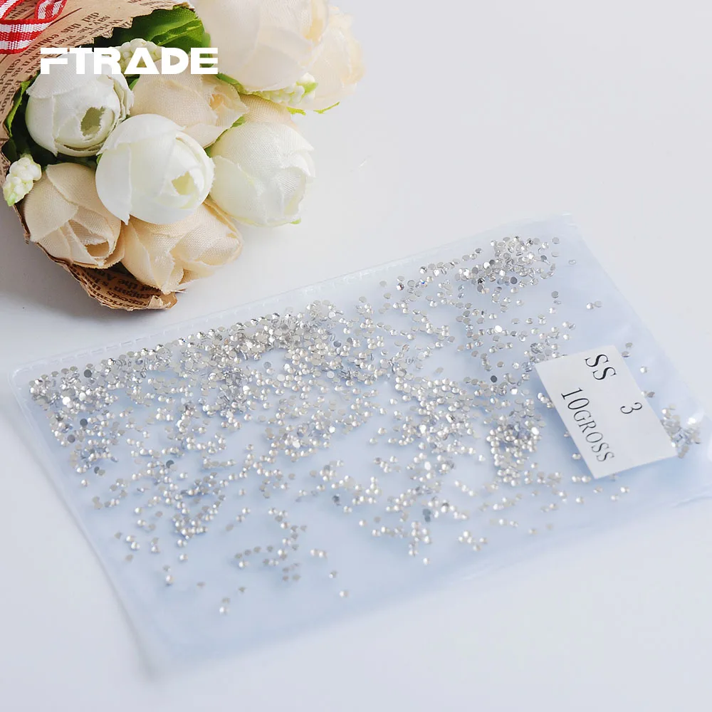 SS3 1440Pcs Все размеры, SS3-SS40, прозрачный кристалл, плоские с оборота, стеклянные ногти, художественные стразы, швейная ткань, одежда, не исправление камней, для украшения своими руками - Цвет: SS3 1440Pcs