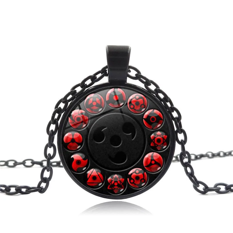 Наруто Косплей стеклянный кабошон кулон ожерелье круглый Шаринган глаз черная