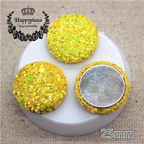 yellow 10pcs 10 шт 25 мм блестки, покрытая тканью, круглая пуговица для дома и сада, плоская задняя часть, кабошон, рукоделие, скрапбукинг, сделай сам - Цвет: yellow 10pcs