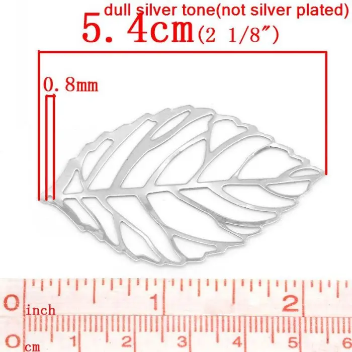DoreenBeads амулет кулоны в форме листа Серебряный Цвет полые 5 4x3 1 см 100 шт|pendant jewelry