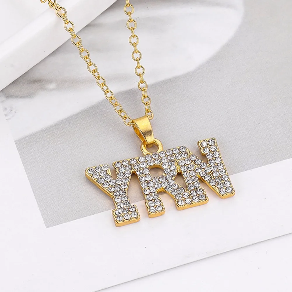 Простое полностью циркониевое ожерелье с надписью YRN модное мужское подвеской в