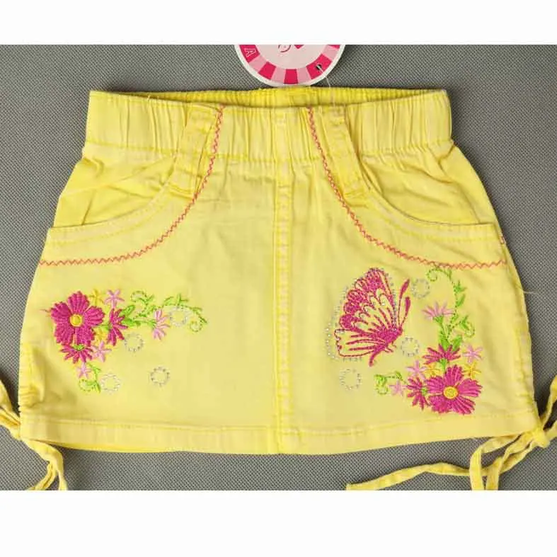 Детские юбки для девочек с цветочным рисунком и вышивкой бабочки кристаллами эластичный пояс Мини Милая