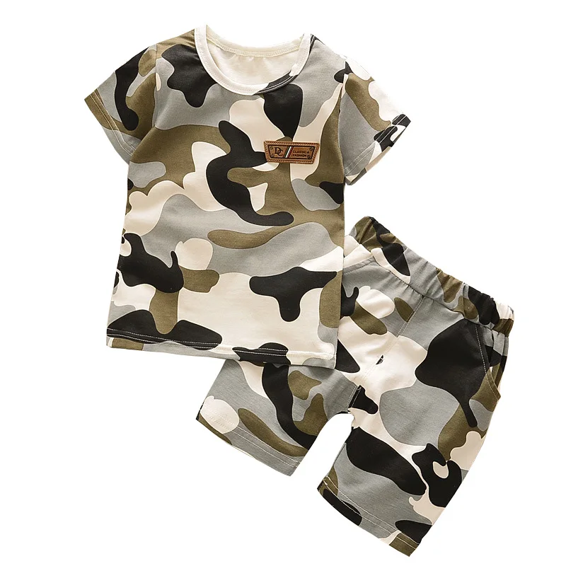 BibiCola little boys clothing sets summer children sport suits 2021 tracksuits short clothes camouflage t-shirt+pants 2pcs set | Детская
