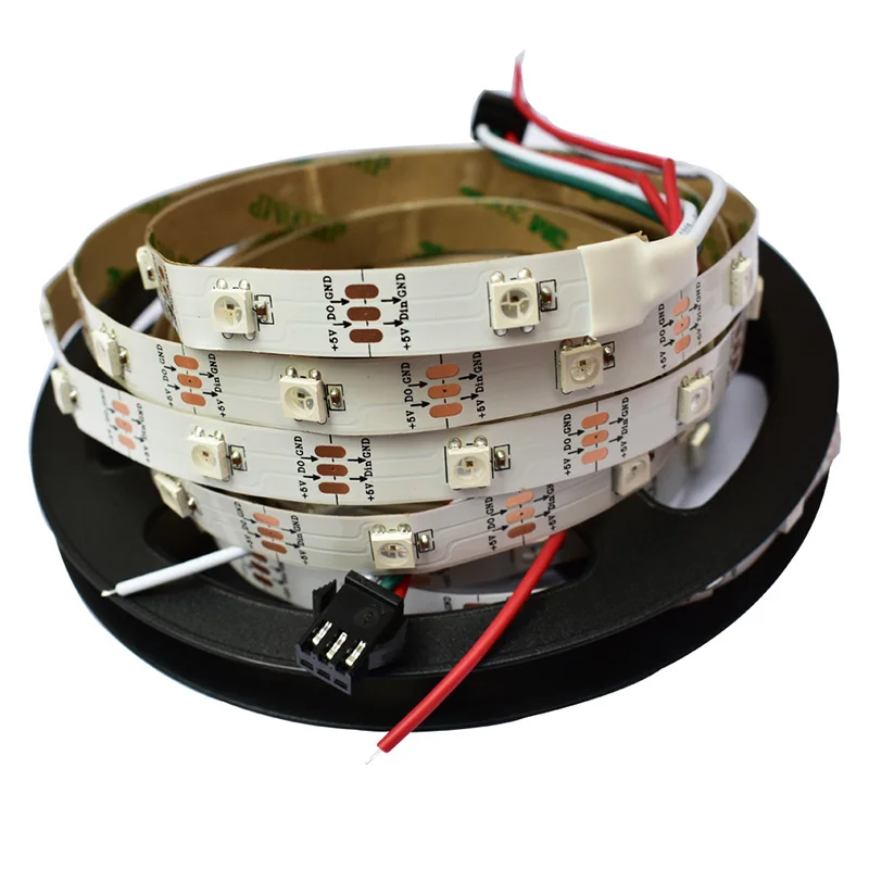 WS2812 Светодиодная лента 5 м 30 светодиодов/м SMD 5050 светодиодная полоса пикселей DC5V