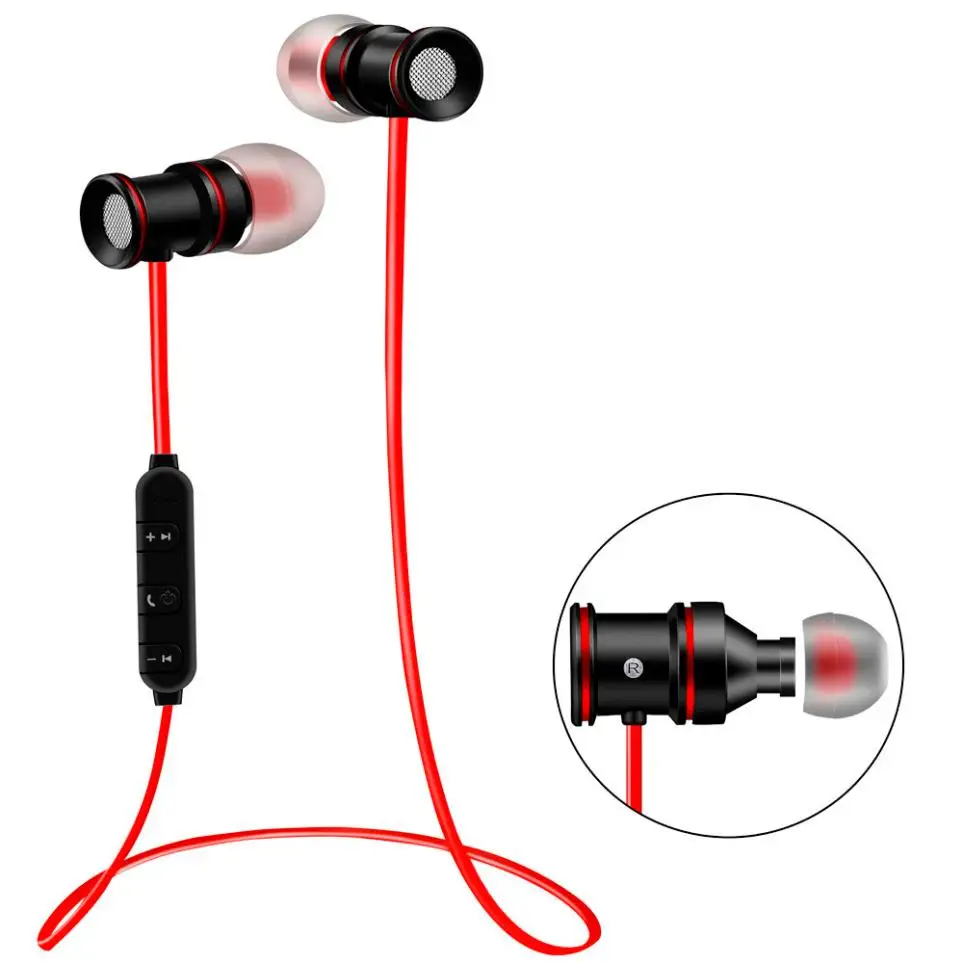 Беспроводные наушники Bluetooth с микрофоном и магнитом спортивные гарнитура для