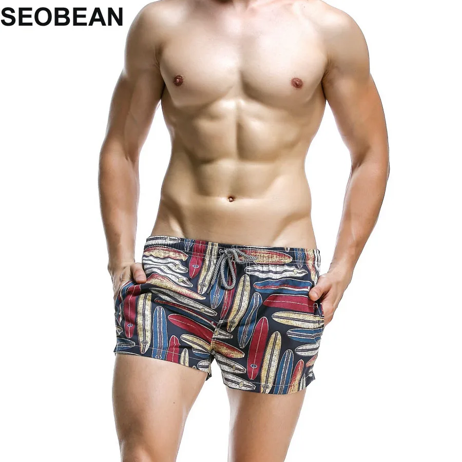 Мужские плавки SEOBEAN с ярко-синими листьями сексуальные шорты для плавания