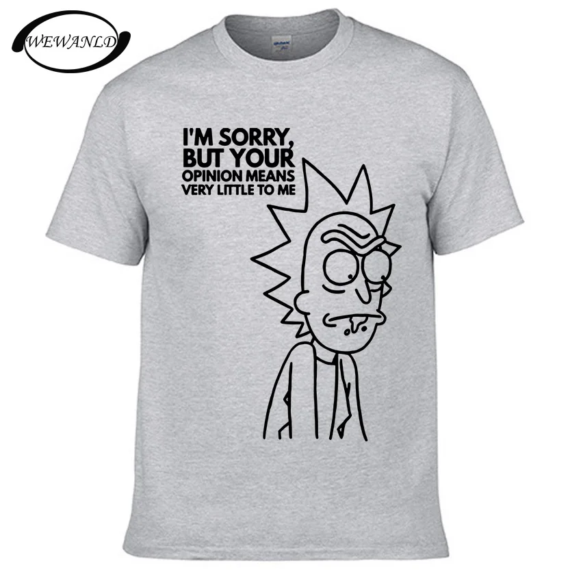 Новинка 2017 года мужская мода Рик мнение Футболка Повседневное хлопок короткий