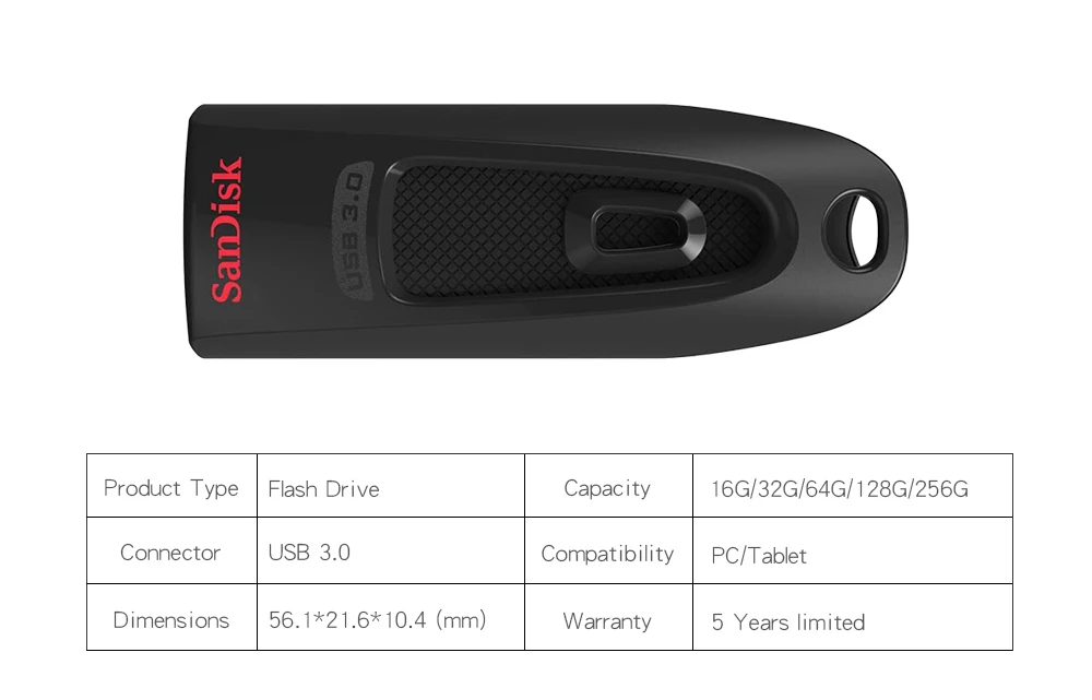 SanDisk usb флэш-накопитель 256 ГБ 128 ГБ 64 ГБ 32 ГБ 16 ГБ USB U диск USB ключ 3.0 100 МБ/с. Pen Drives флэш-накопитель для компьютера