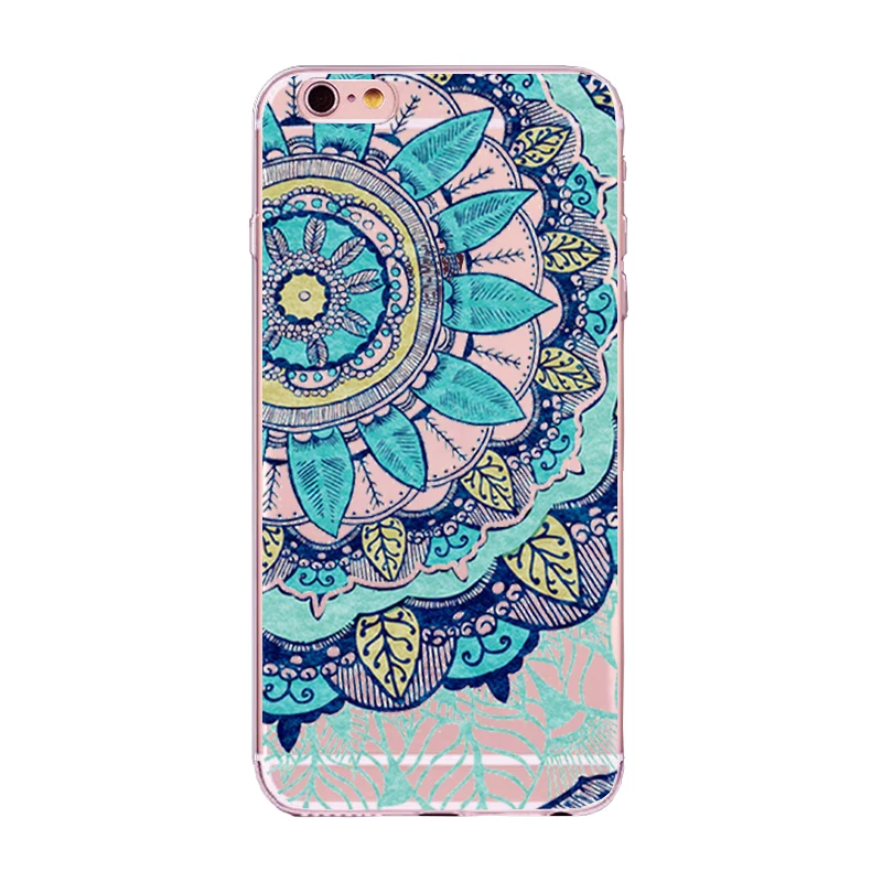 Patterned Phone Case For iPhone 6 6S 7 8 Plus X 5 5S SE Transparent Floral Paisley Flower Mandala Henna Silicone Soft Cover |