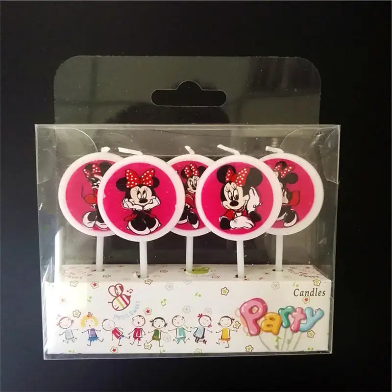 candle 5pcs Минни Маус детские украшения для дня рождения Детские вечерние принадлежности для девочек вечерние одноразовые столовые приборы баннер на тарелке, чашке наборы вилок - Цвет: candle 5pcs
